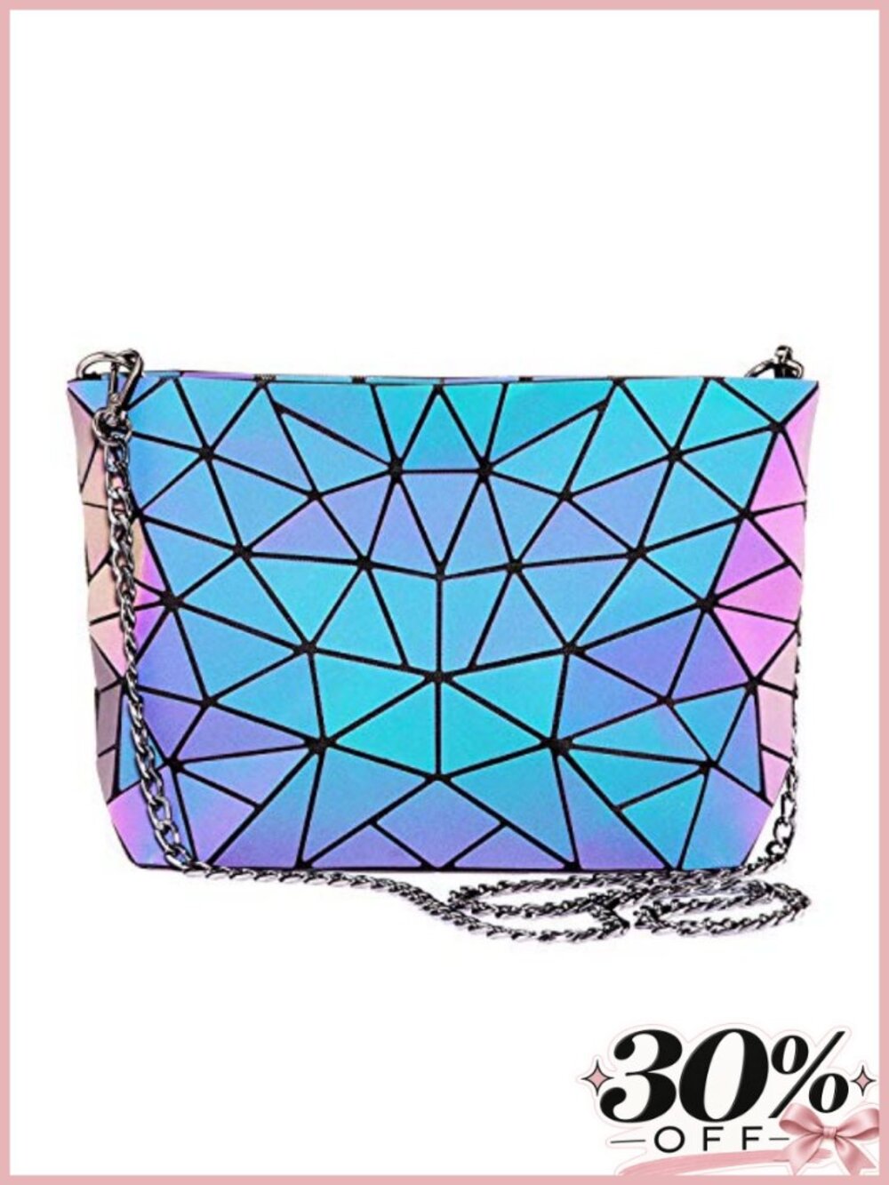 Holographic Reflective Crossbody Bag for Women Adjustable Chain Strap Geometric